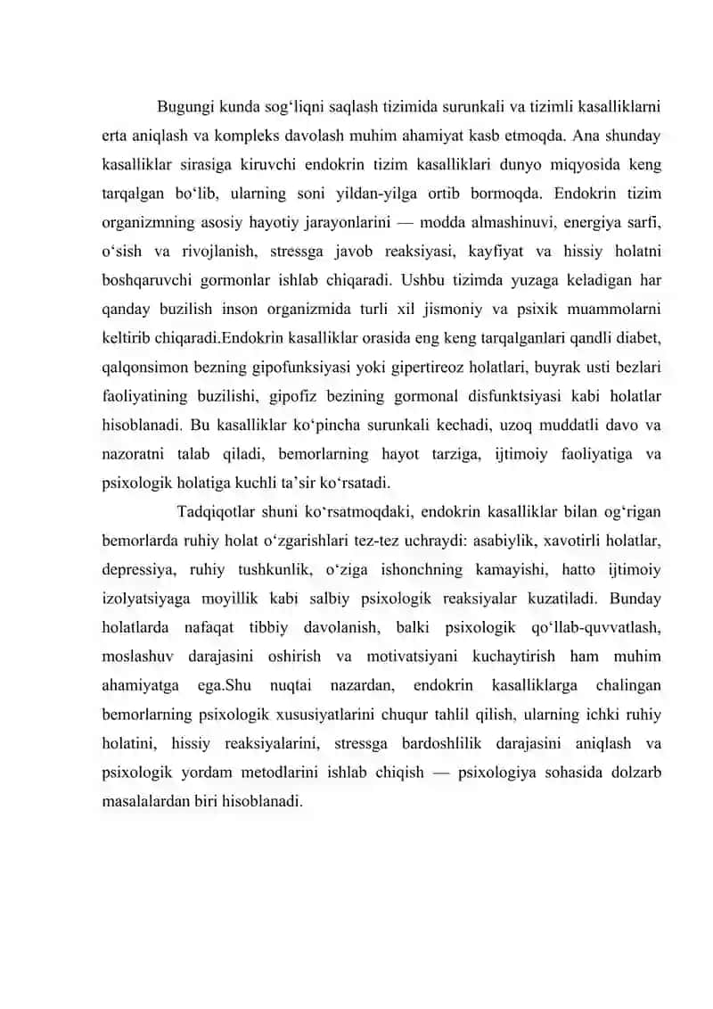 Endokrin kasalliklari bilan og`rigan bemorlar psixologik xususiyatlari 3