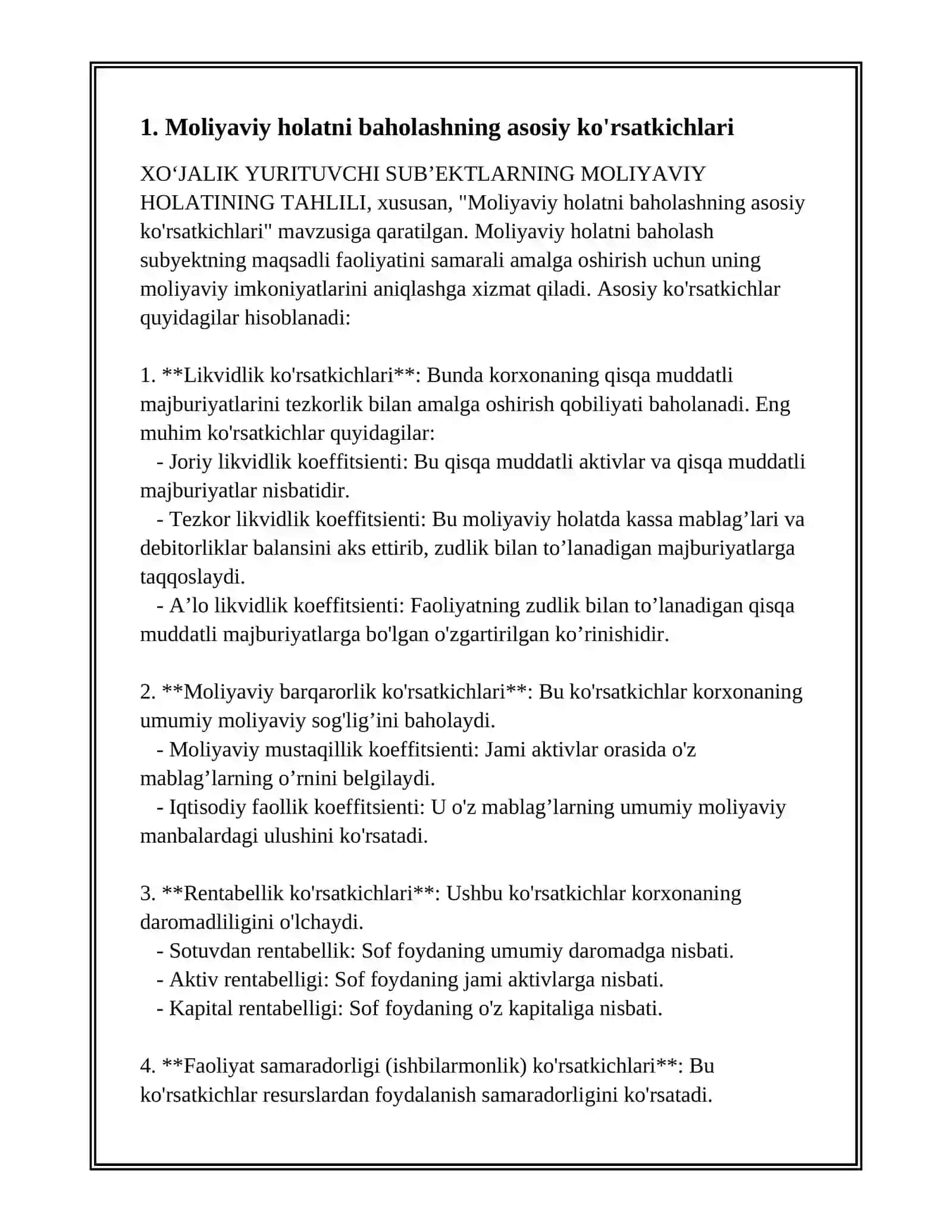 XOʻJALIK YURITUVCHI SUBʼEKTLARNING MOLIYAVIY HOLATINING TAHLILI 3