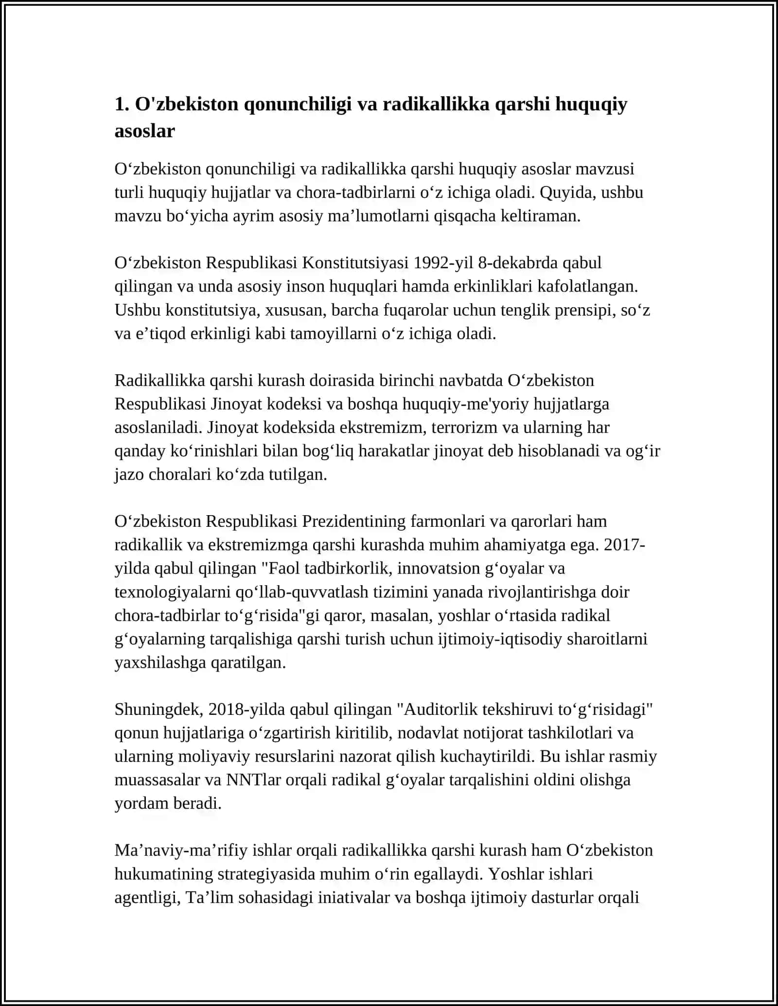 O'ZBEKISTON DAVLAT SIYOSATIDA RADIKAL OQIMLARGA QARSHI KURASHNING YO'NALISHLARI 3