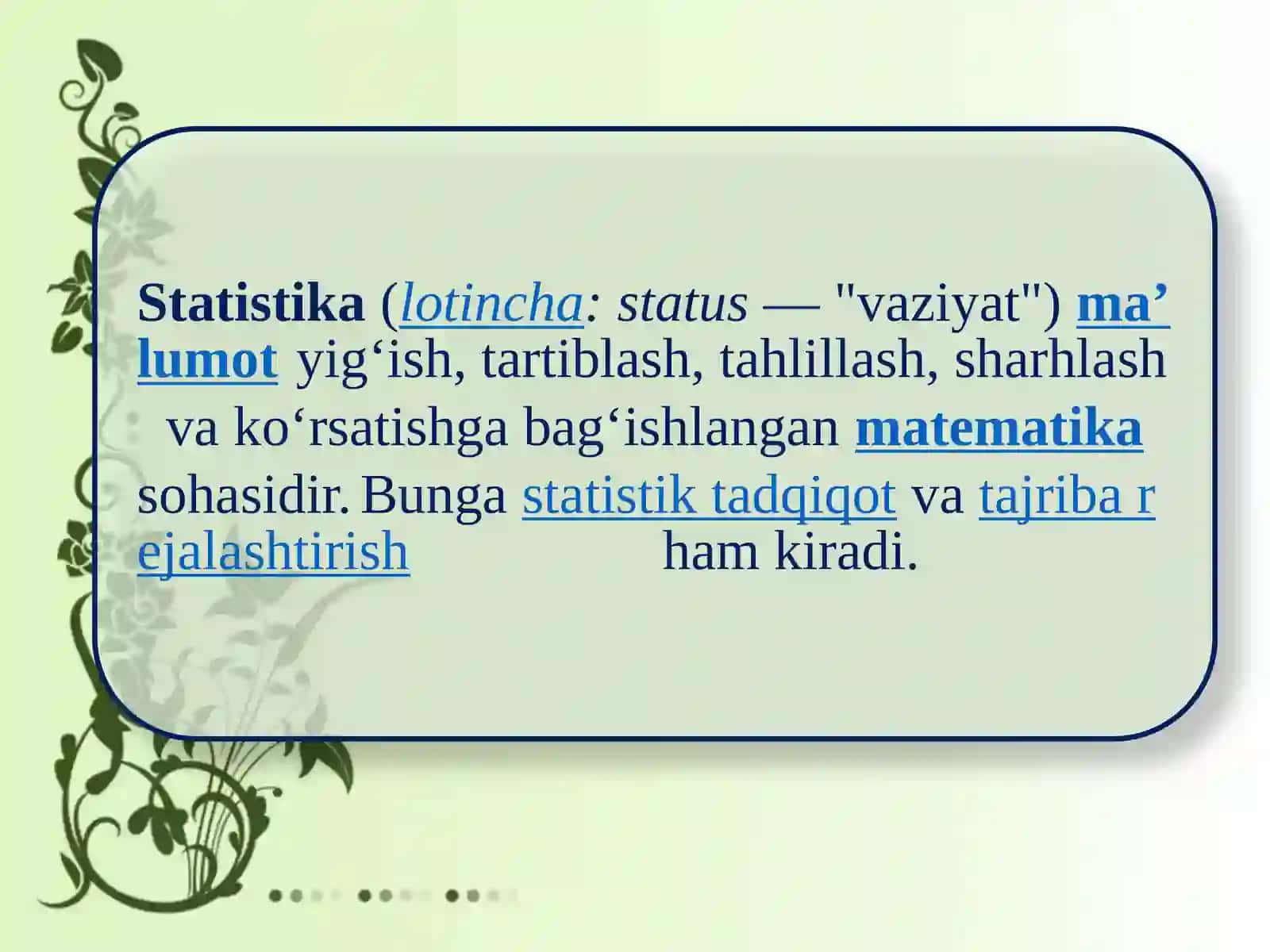 STATISTIKA FANINING PREDMETI VA USULLARI 3