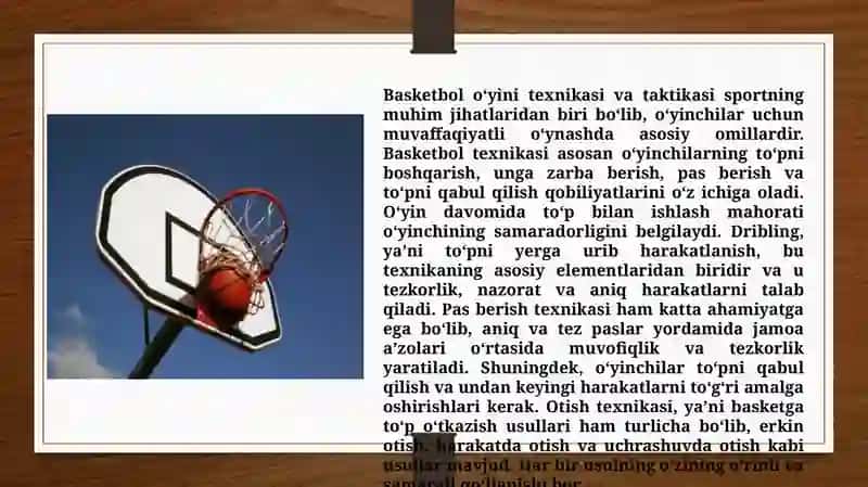 Basketbol o'yin texnikasi va taktikasi (TAQDIMOT) 3