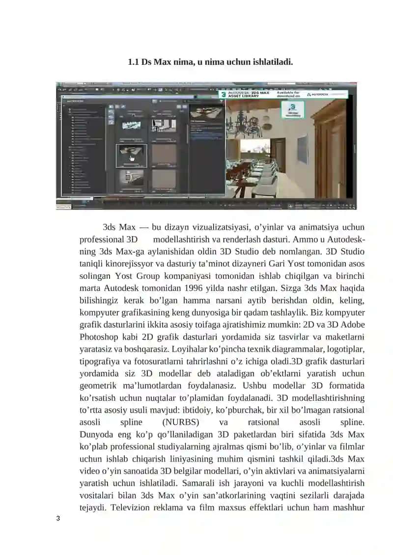 3DS-MAX dasturida boshqaruv elementlaridan samarali foydalanish axamiyati 3