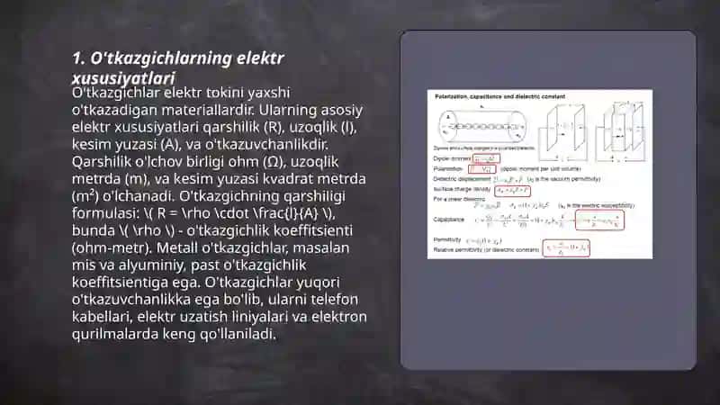 O'tkazgichlar, dielektriklar va yarimo'tkazgichlar 3