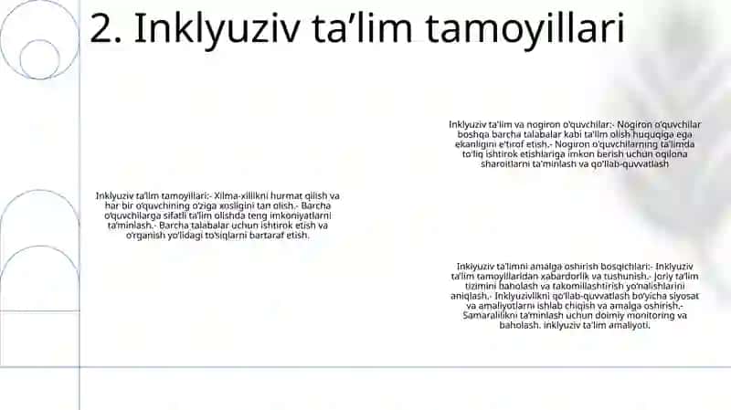 Inklyuziv TaʼLimning Tamoyillari Va Unga BoʻLgan Ehtiyojlar Va Uning Sabablari, Bosqichlari 3