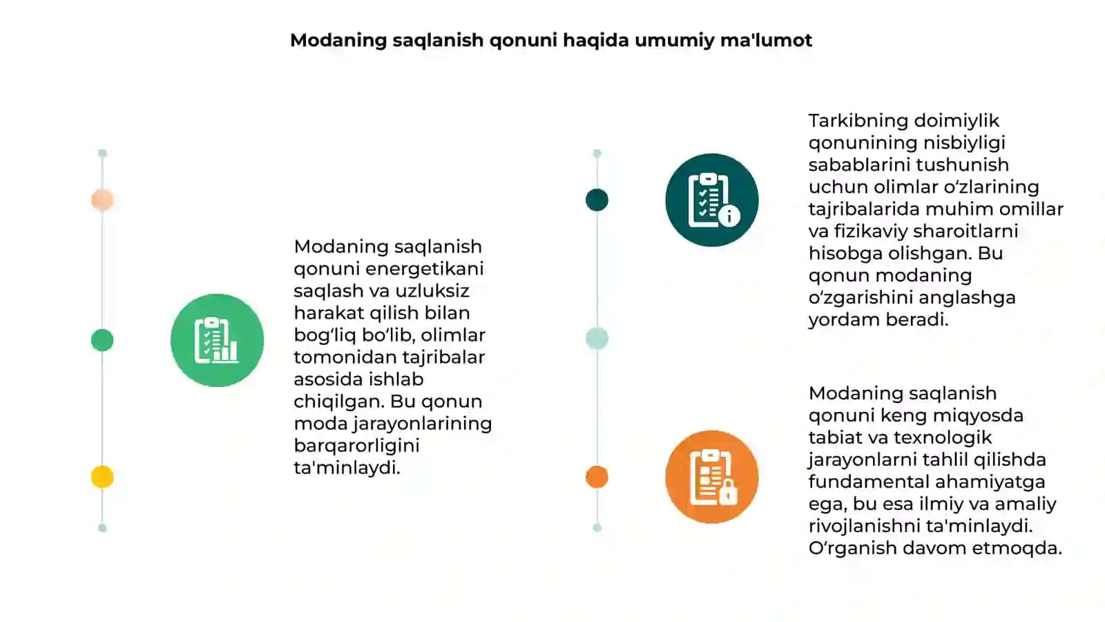 Modaning saqlanish qonuni va uning yaratilishida olimlarning tajribalari 3