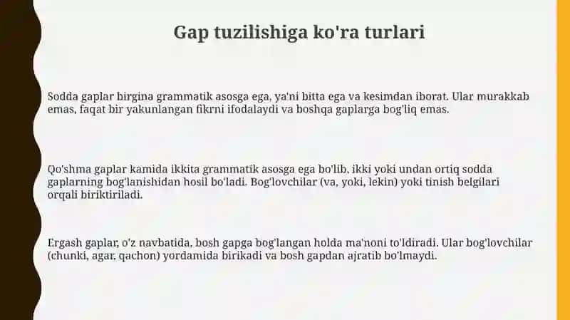 Sodda va qo'shimcha gaplar 3