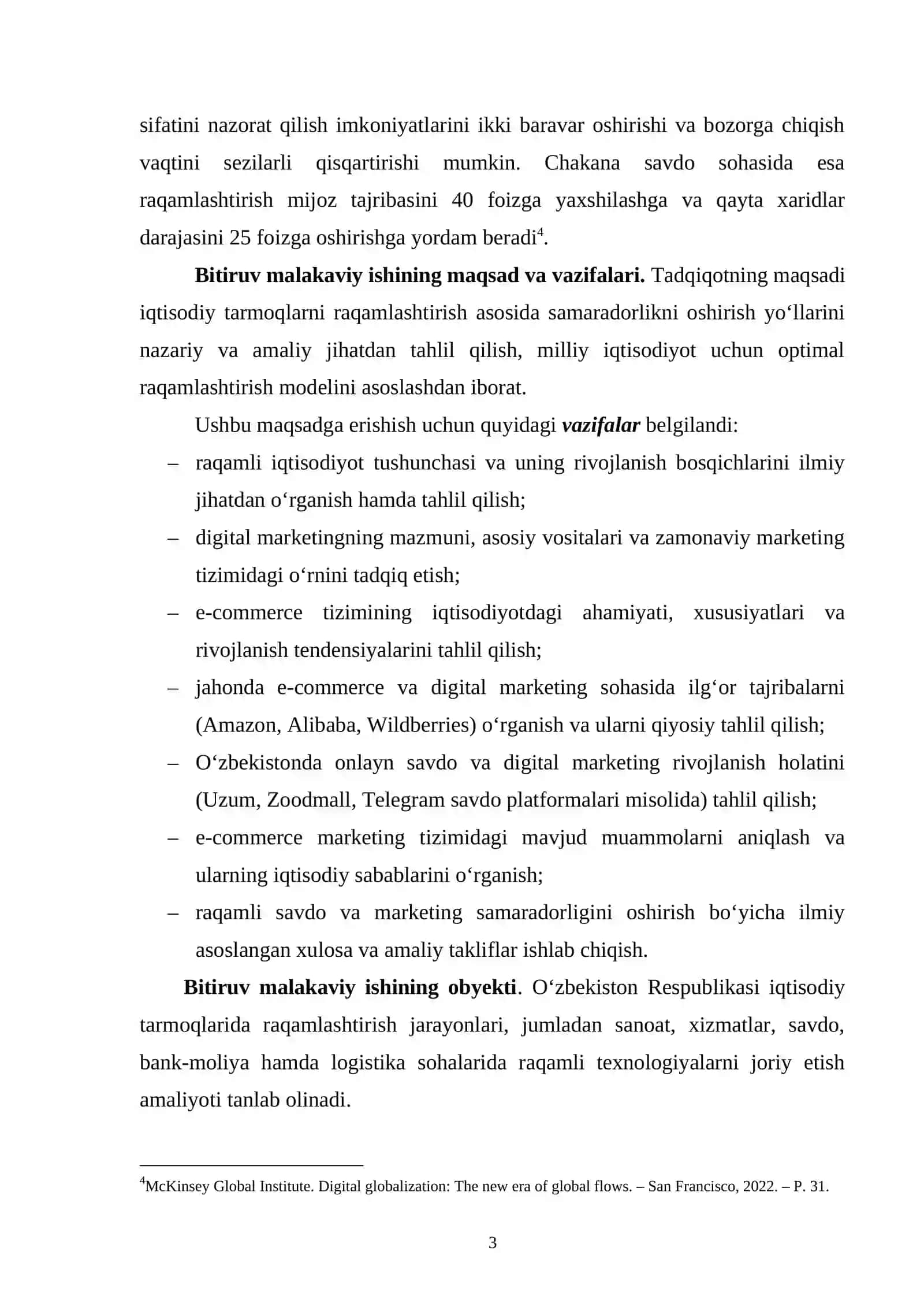 IQTISODIY TARMOQLARNI RAQAMLASHTIRISH ASOSIDA SAMARADORLIGNI OSHIRISH MUNDARIJA 3
