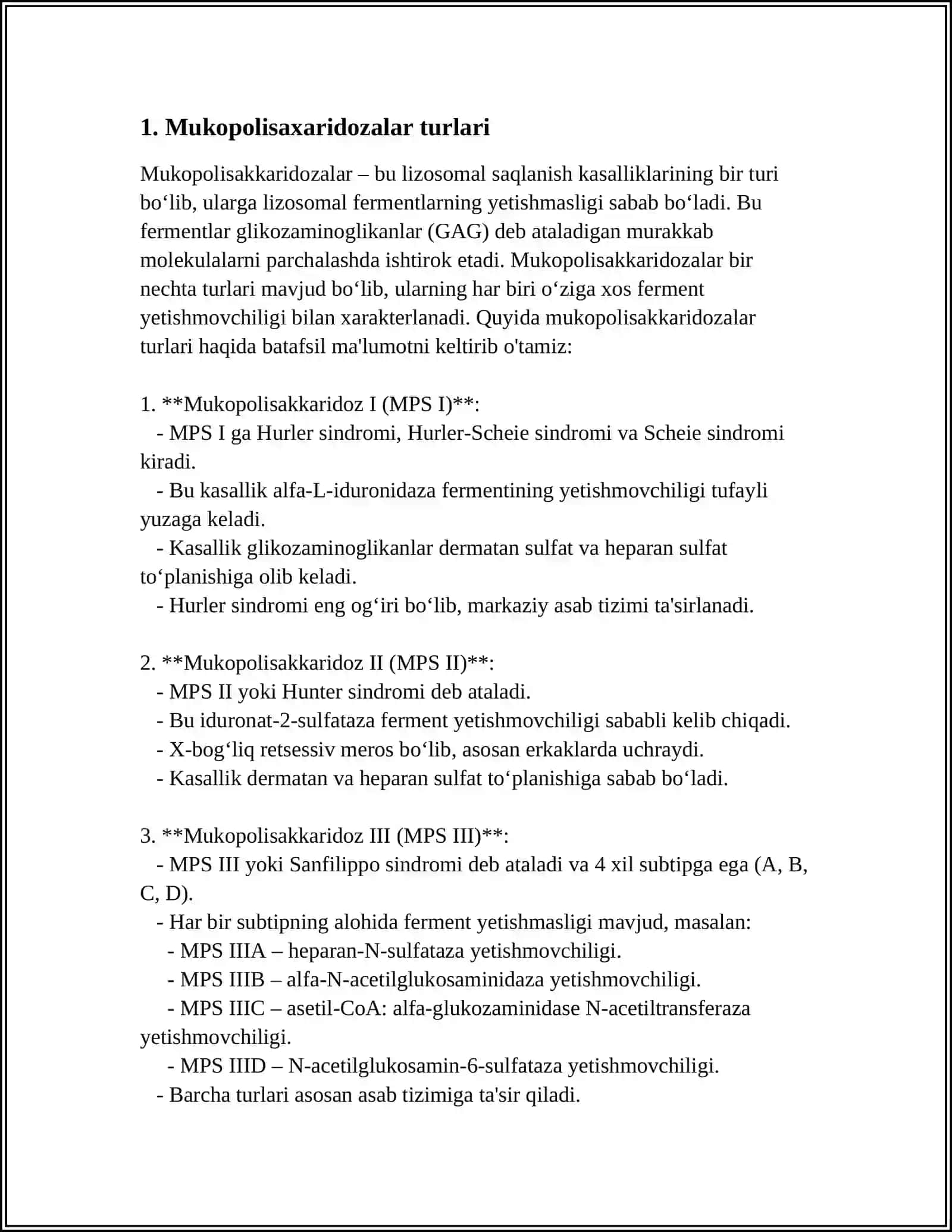 MUKOROLISAXARIDOZALAR VA SIFINGILIPIDOZ 3