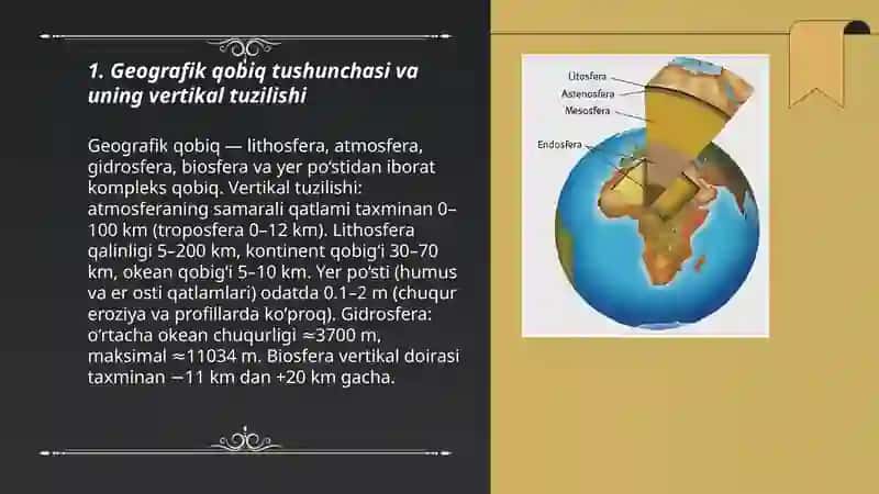 Geografik qobiqning vertikal tuzilishi. Litosfera va yer po‘sti 3