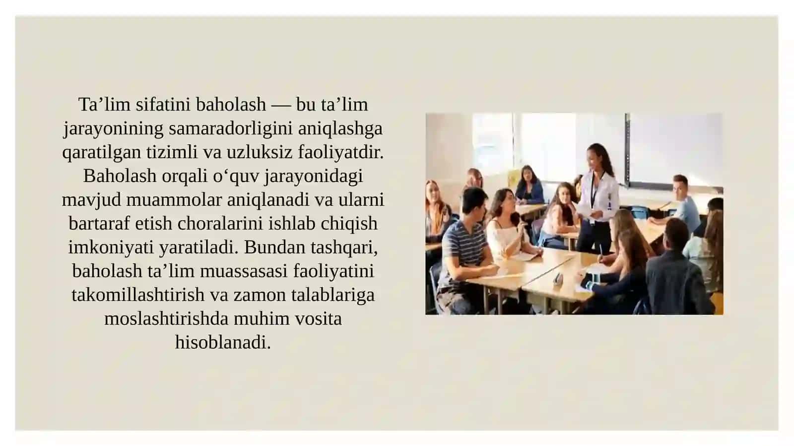 Ta’lim sifatini baholashda qanday usullardan foydalanadi? Talabalar fikrini o’rganish nega muhim?” 3