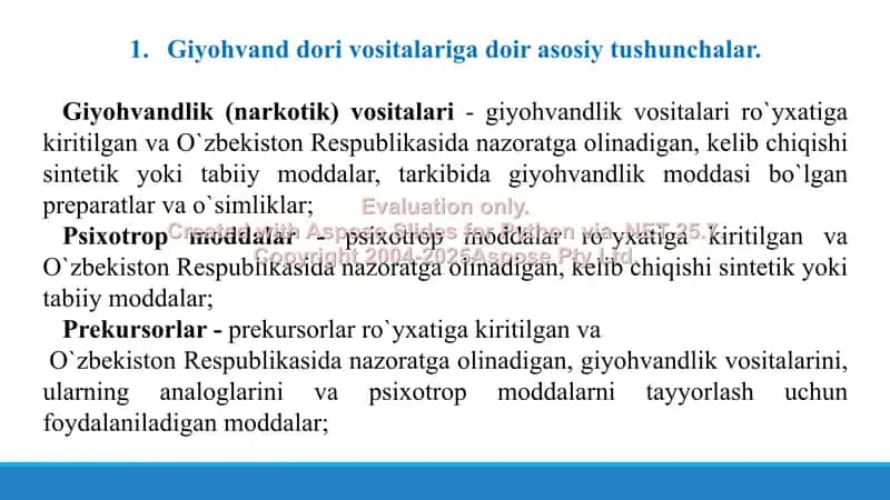 18. Giyohvand dori vositalariga litsenziya berish tartibi. Taqdimot 11 bet. 3
