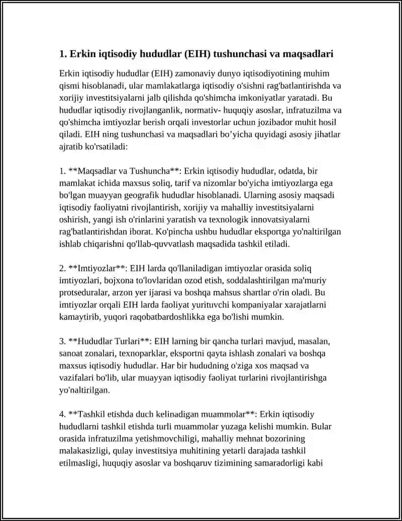 ERKIN IQTISODIY HUDUDLAR VA ULARNI TASHKIL ETISH MUAMMOLARI 3