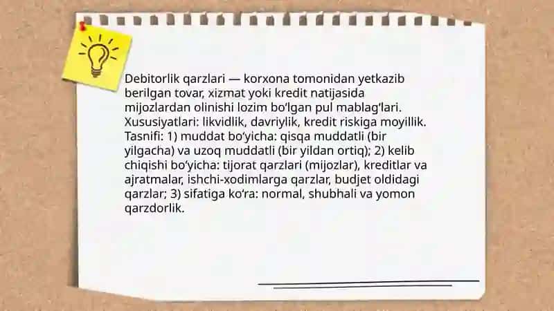 Debitorlik qarzlari va sof realizatsiya qiymati 3