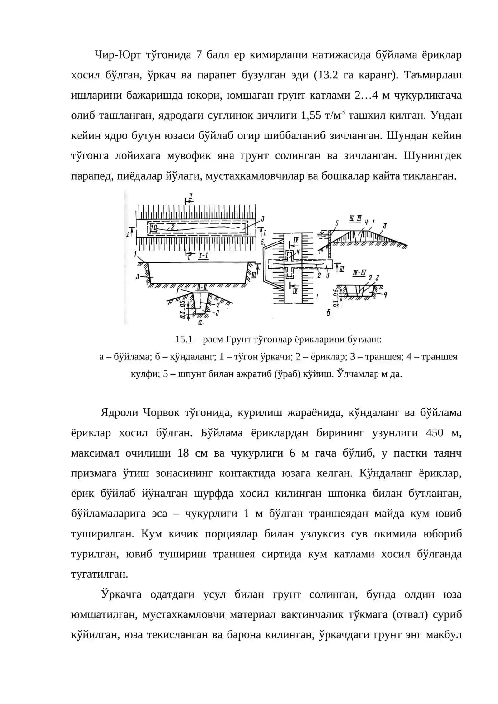 Грунт иншоотлар тепаси ва кияликларидаги бузулишларни таъмирлаш 3