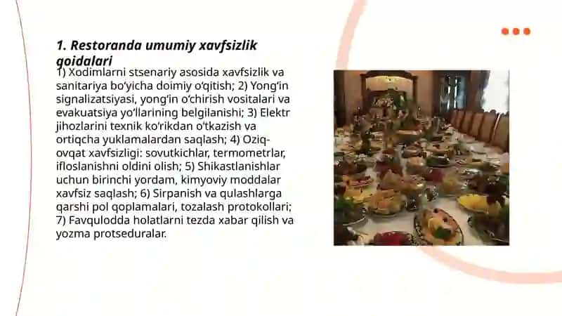 RESTORAN ISHINI TASHKIL ETISHDA XAVFSIZLIK QOIDALARI 3