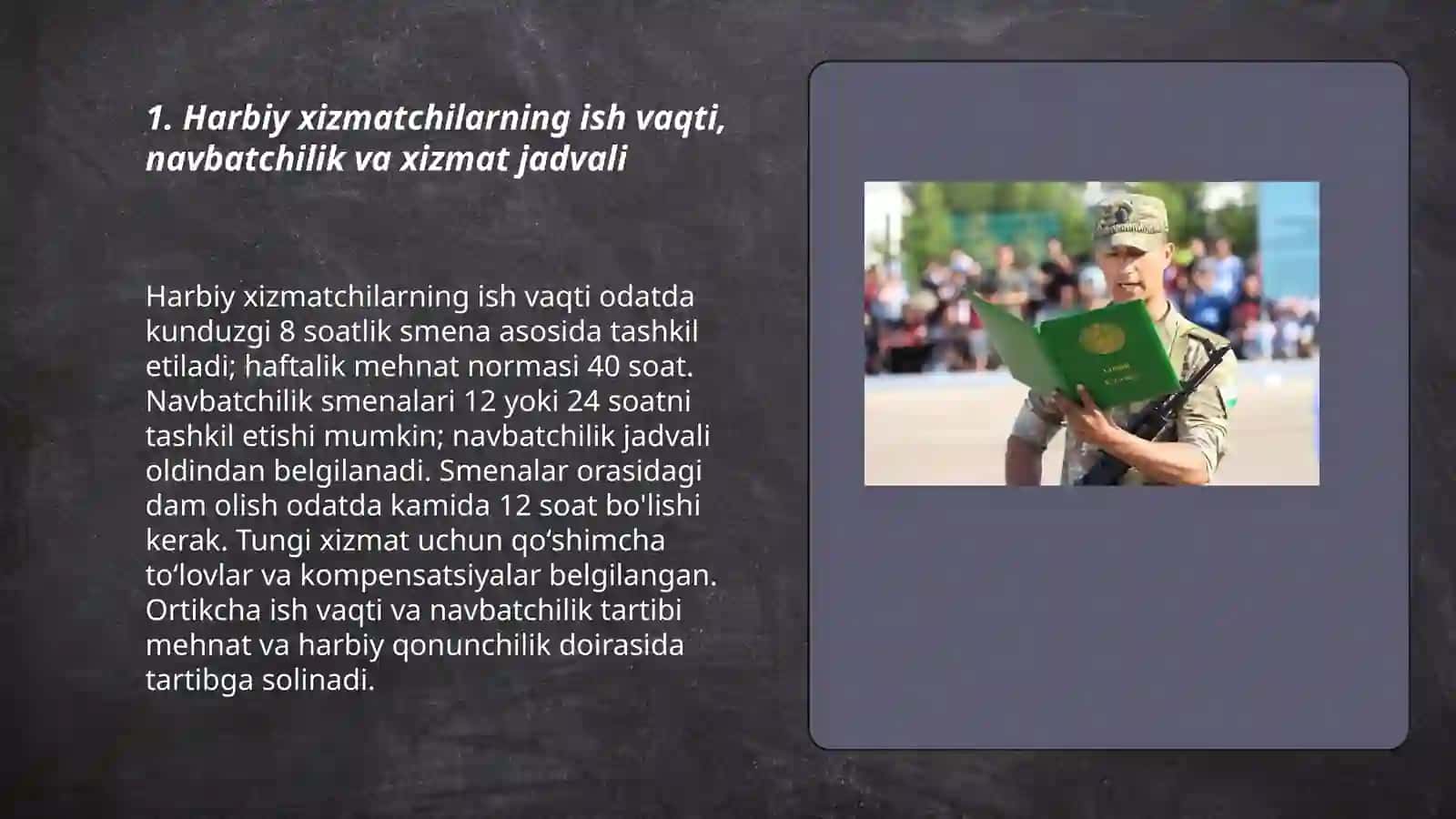 Harbiy xizmatchilarning mehnat sharoitlari 3