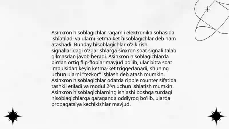 Asinxron schetchiklar. Funksional sxemalari ishlash prinsiplari 3