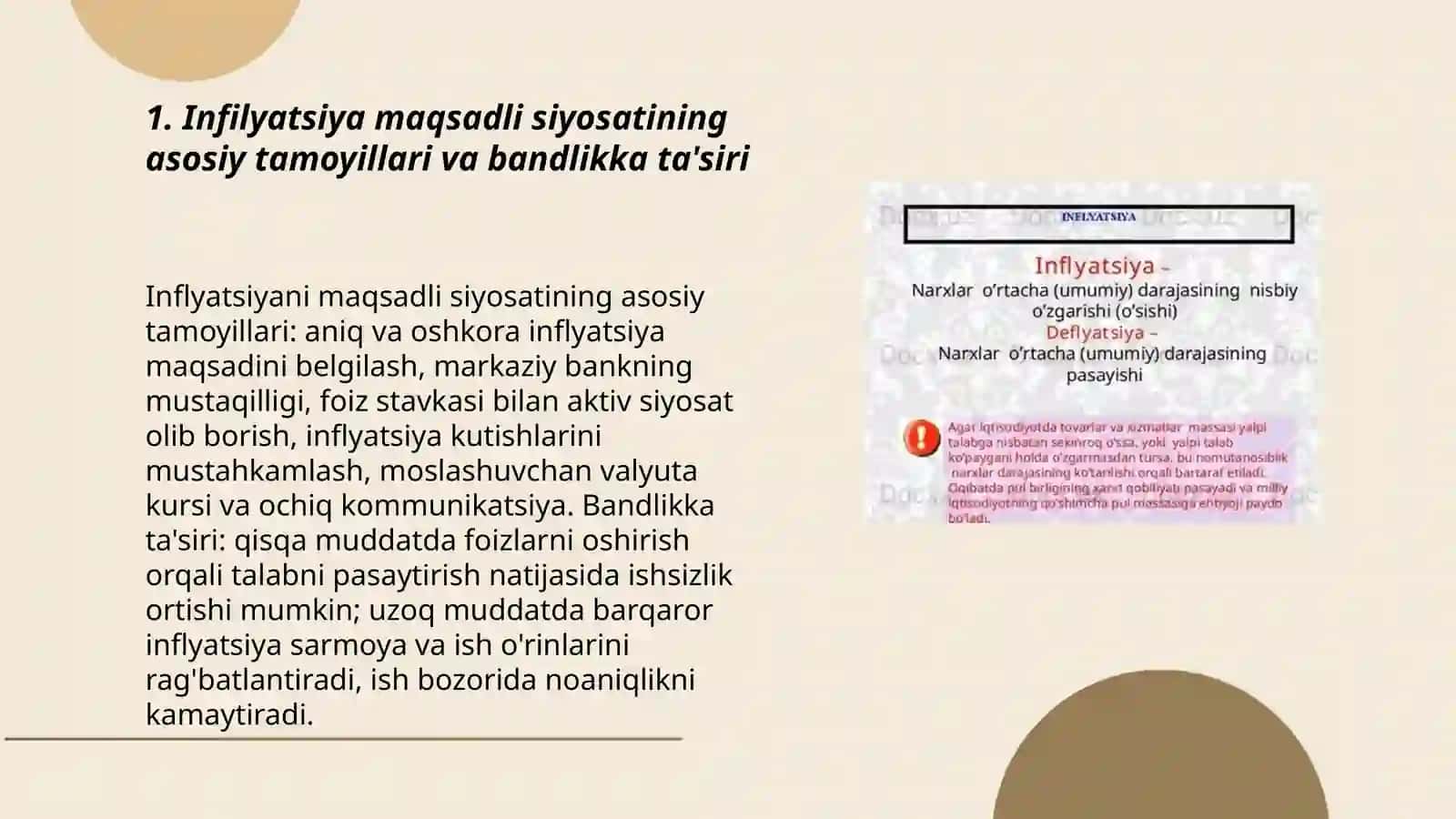 Infilyatsiya maqsadli siyosati va bandlik 3