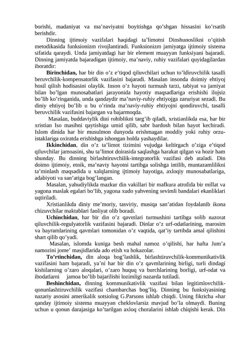 Dinshunoslik fanining predmeti va funksiyalari 3