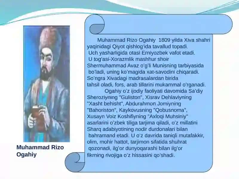 Muhammad Rizo Ogahiy hayoti va ijodi 3