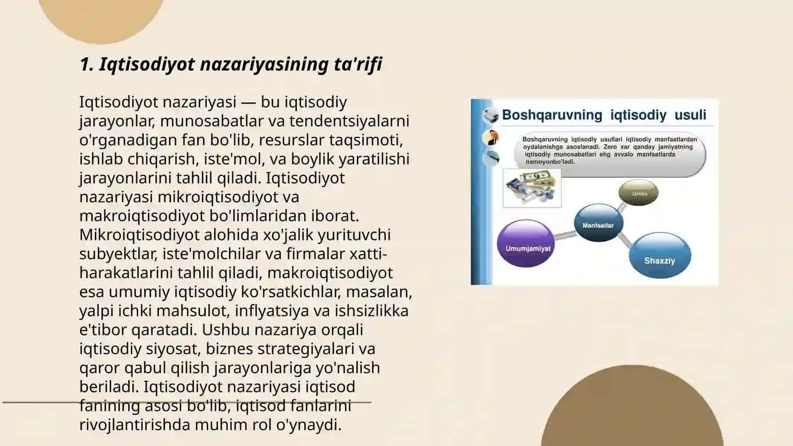 Iqtisodiyot nazariyasining predmeti va õrganish usullari 3
