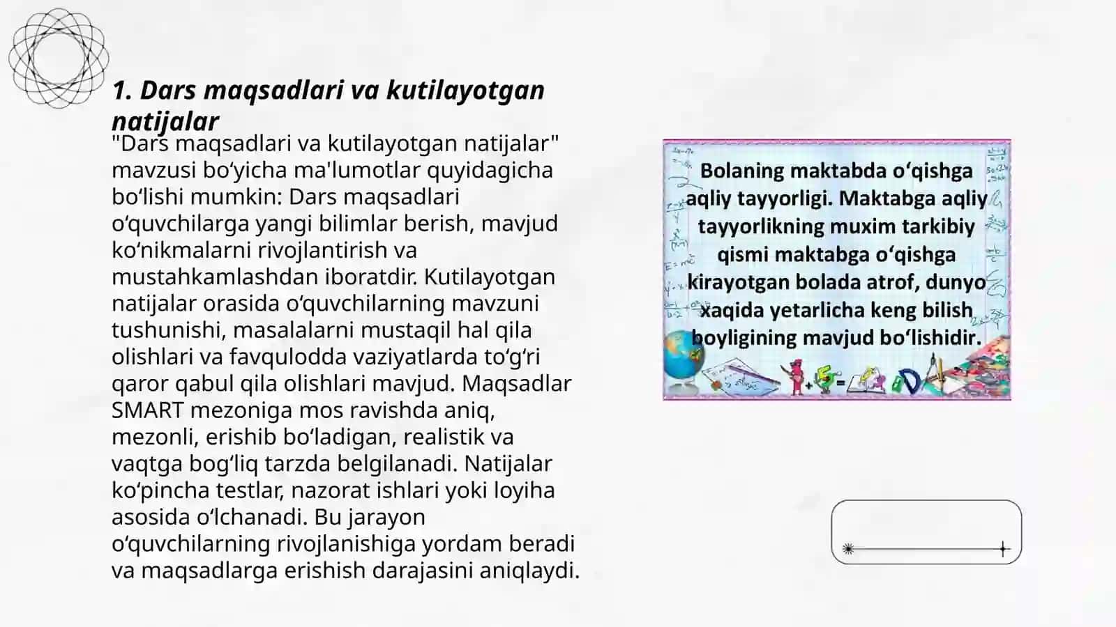 Darsni tashkil gilishga tayyorgarlik, bir soatlik dars reja konspektini tayyorlash 3