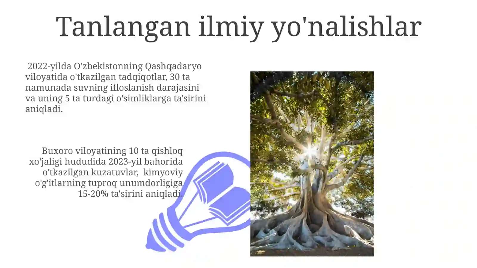 Inson va tabiat kursidan tanlangan asosiy ilmiy yo'nalishlar bo'yicha mustaqil tadqiqotlar 3