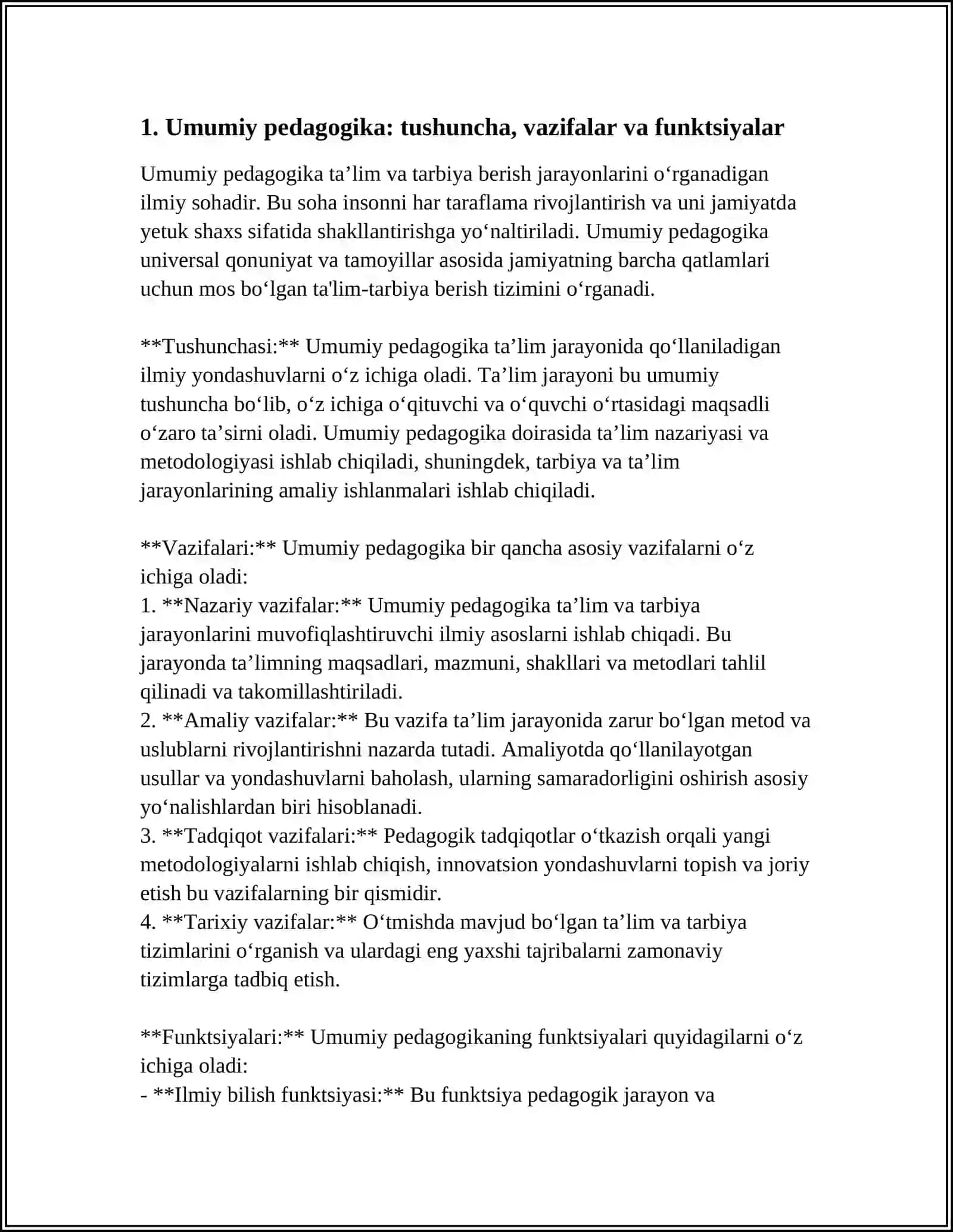 UMUMIY PEDAGOGIKA. TAʼLIM TARBIYA NAZARIYASI 3
