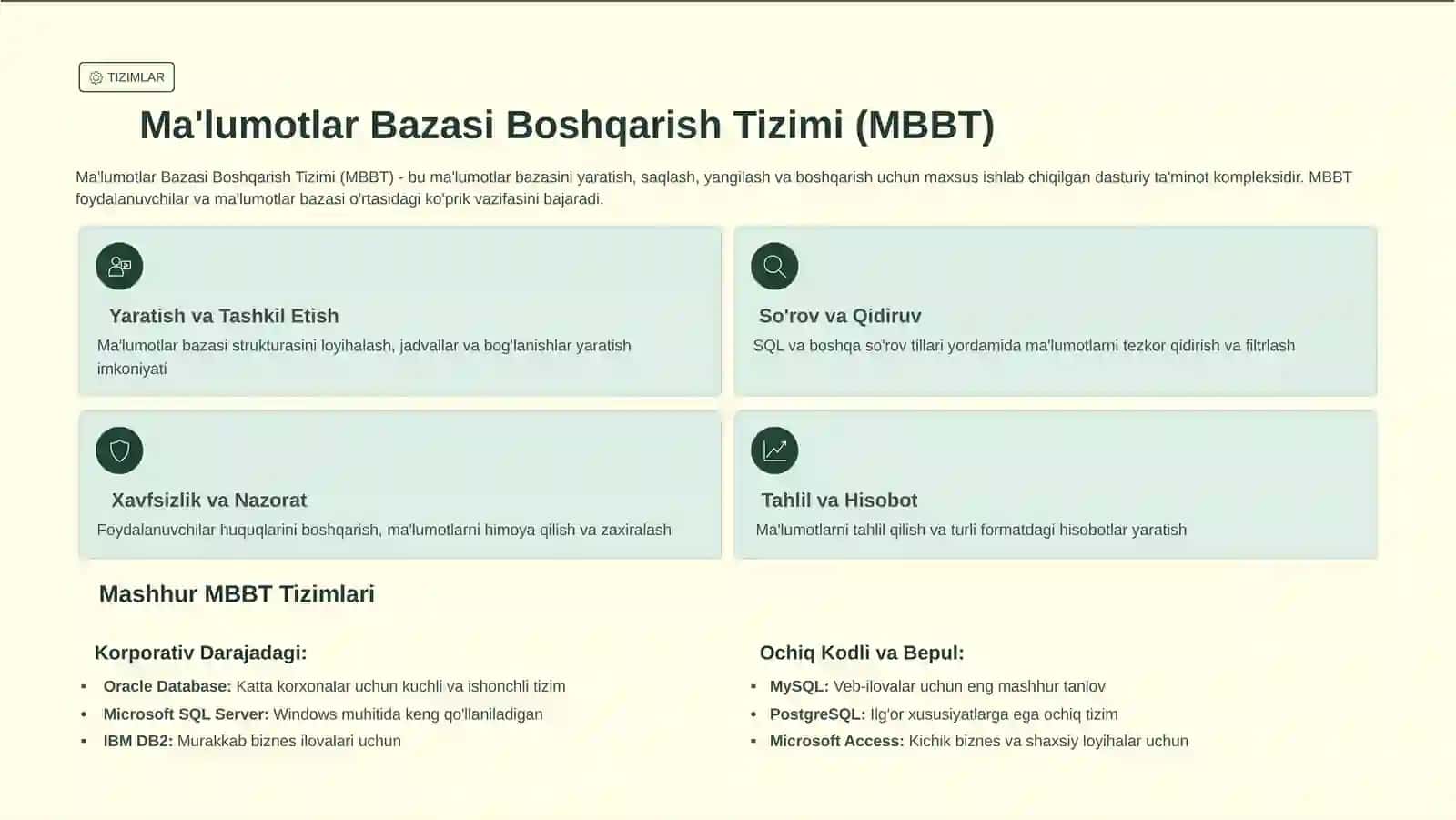 Ma'lumotlar Bazasi va Tarmoqli Tizimlar: Asosiy Tushunchalar va Amaliyot 3