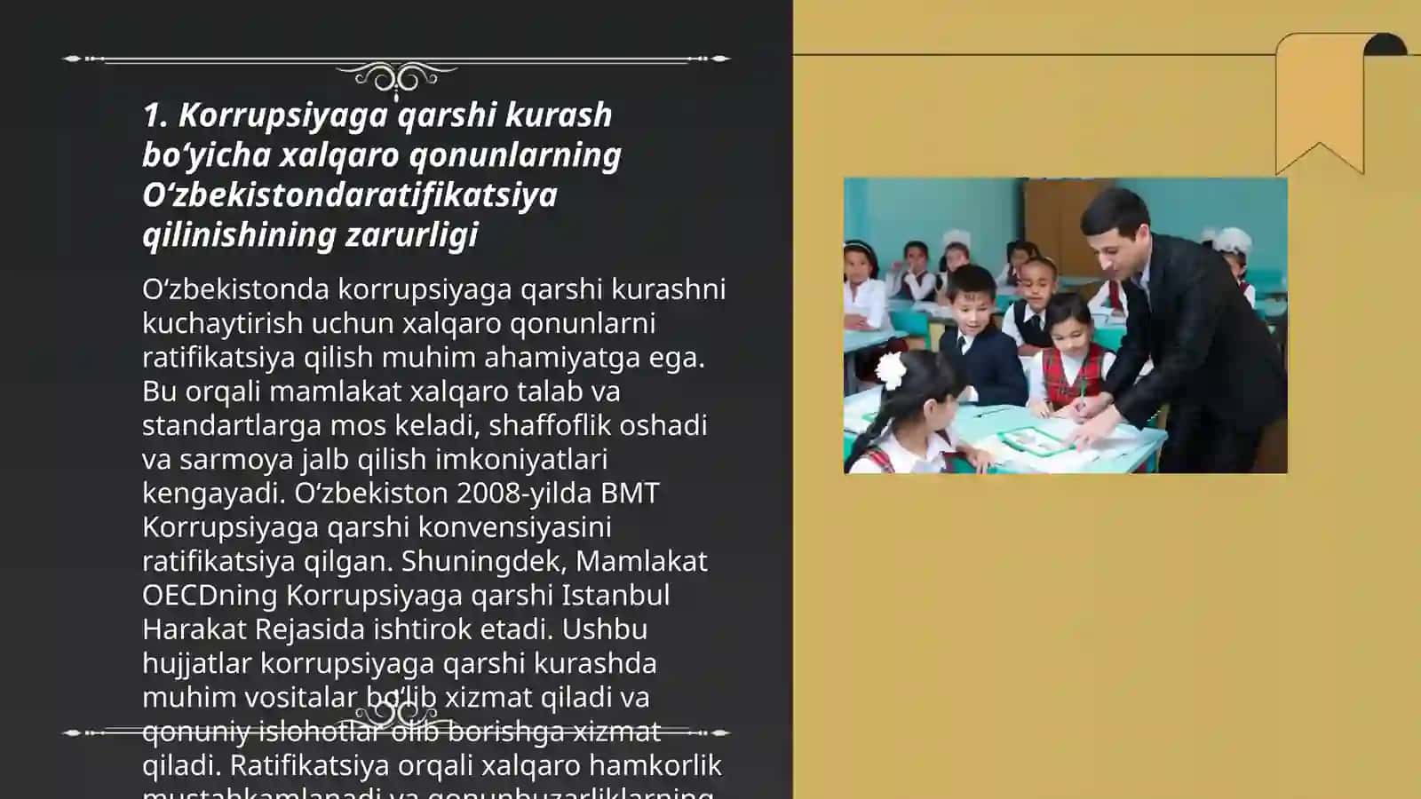Korrupsiyaga qarshi kurash bo‘yicha xalqaro qonunlar va qarorlarning O‘zbekistondaratifikatsiya qilishning ahamiyati 3