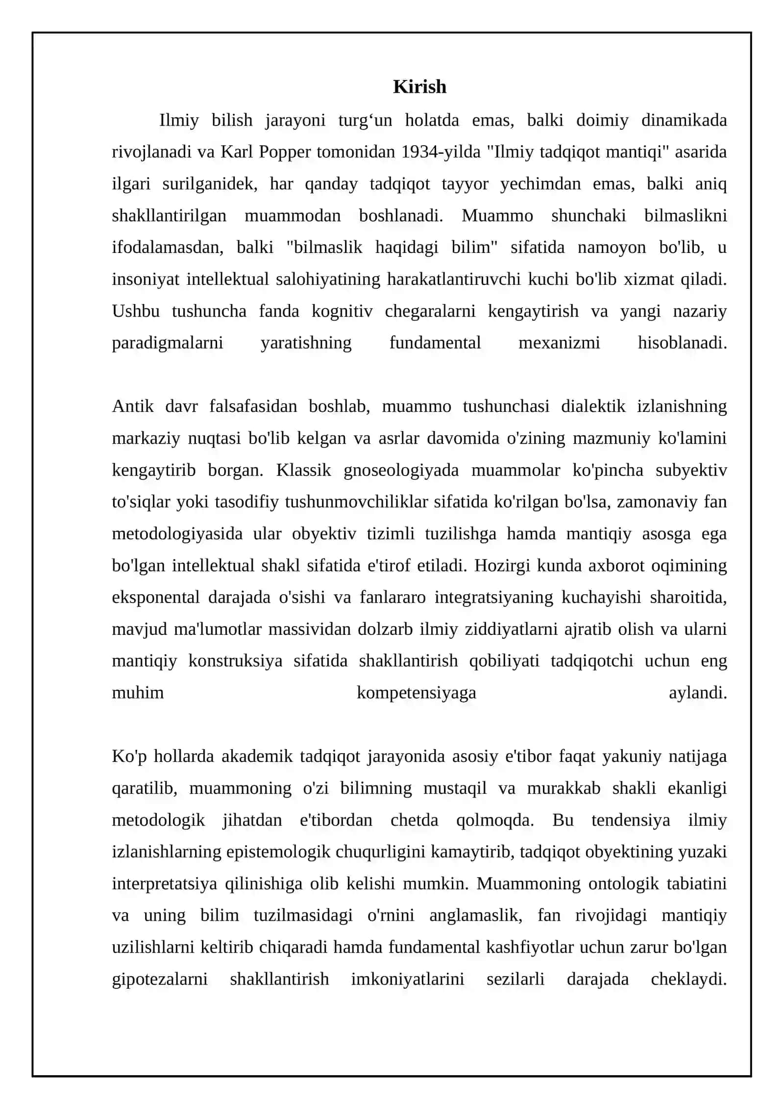 Ilmiy Muammoning Ontologik Tabiati va Tadqiqot Asosi 3