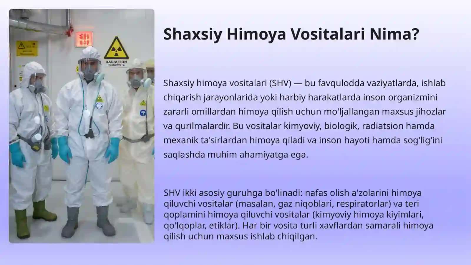 Shaxsiy Himoya Vositalari. Maxsus Himoya Vositalari. Shaxsiy Tibbiy Vositalar va Ulardan Foydalanish 3