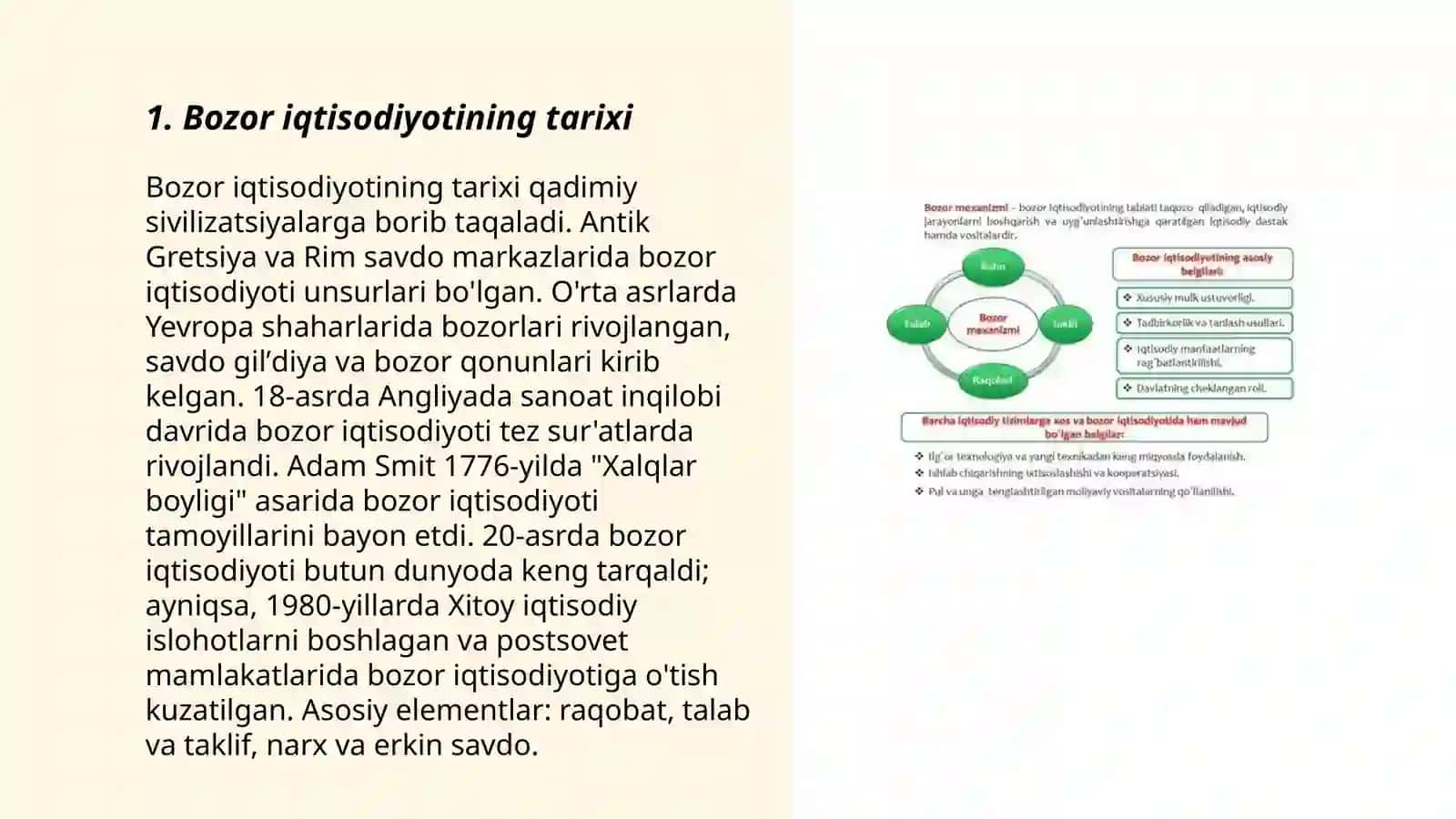 Bozor iqtisodiyoti va uni vujudga kelishi. Bozor iqtisodiyotining asosiy belgilari 3