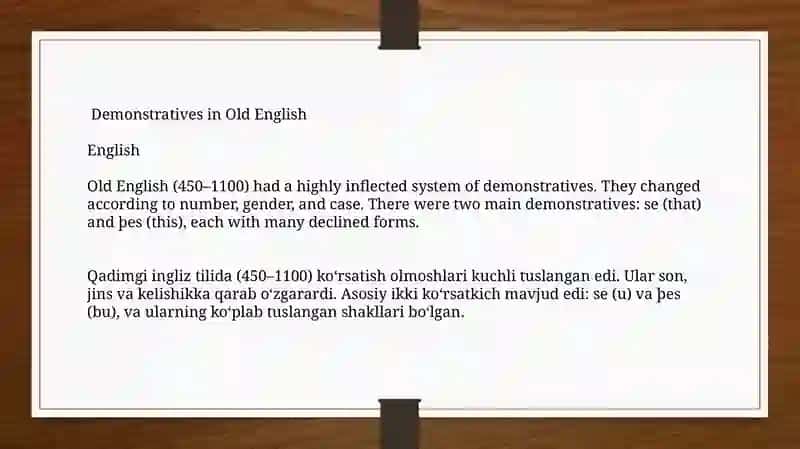 The evolution of word changes in Demonstrative Pronouns. 3
