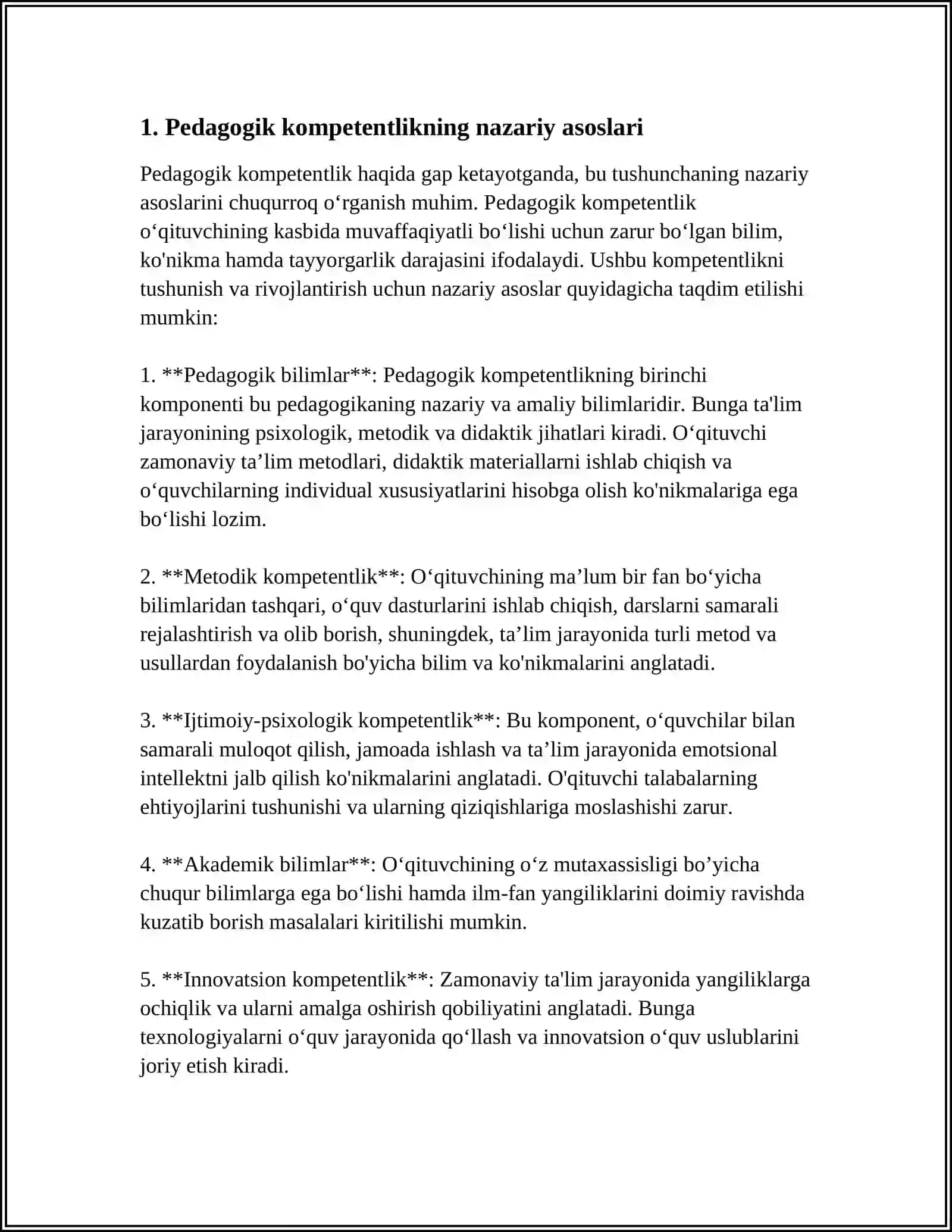 PEDAGOGNING KASBIY KOMPETENTLIGINING TUZILISHI VA MAZMUNI 3