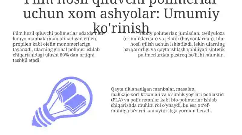 Tola hosil qiluvchi polimerlarni ishlab chiqarishda qo‘llaniladigan xom ashyo va ularni olinishi 3