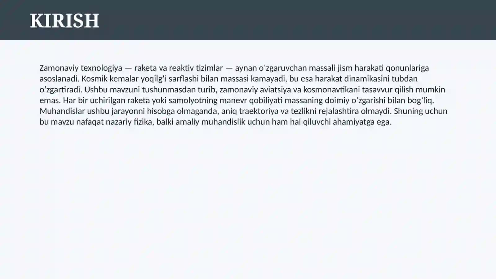 O'ZGARUVCHAN MASSALI JISM HARAKATI 3