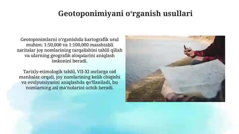 Geotoponimika fanining tadqiqot usullari 3