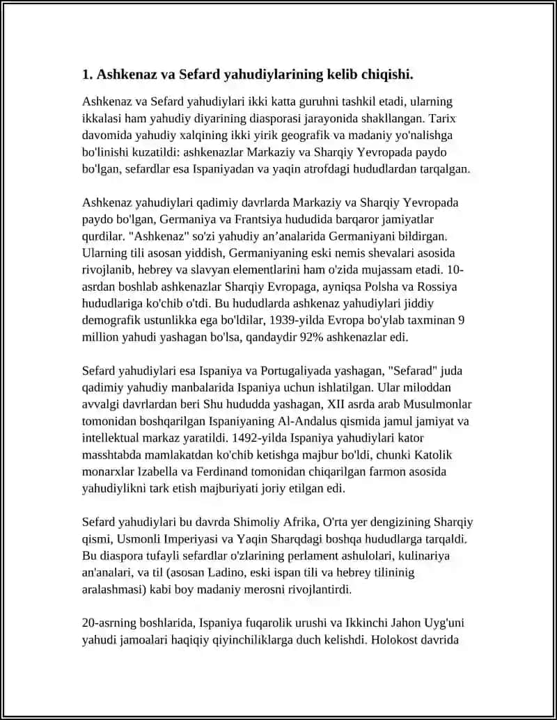 ASHKENAZ VA SEFARD YAHUDIY JAMOALARINING MADANIYATI VA DINIY AN'ALARI.TIL ADABIYOT VA TAʼLIMDAGI FARQLAR 3