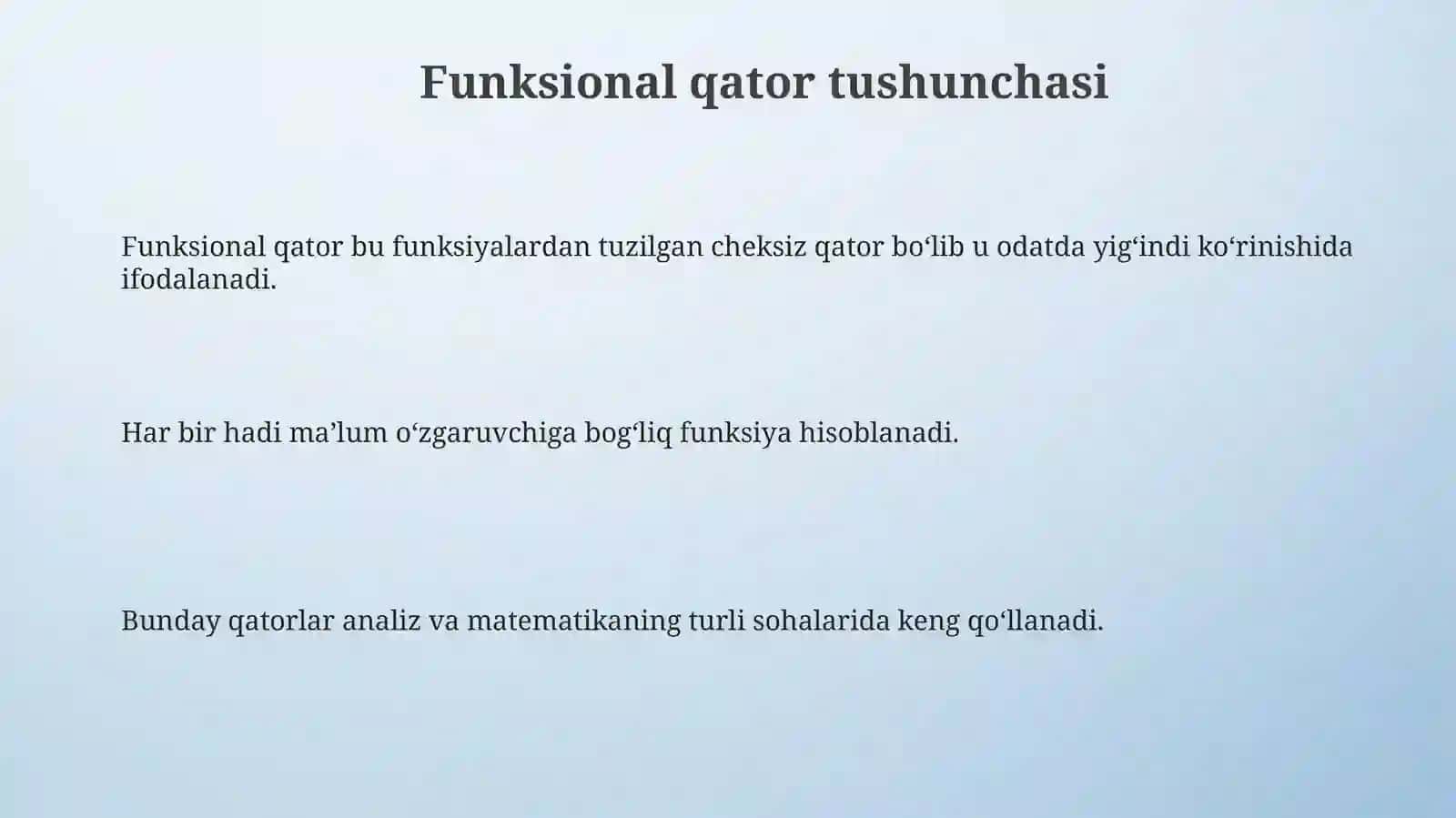 Funktsional qatorning yaqinlashish sohasi 3