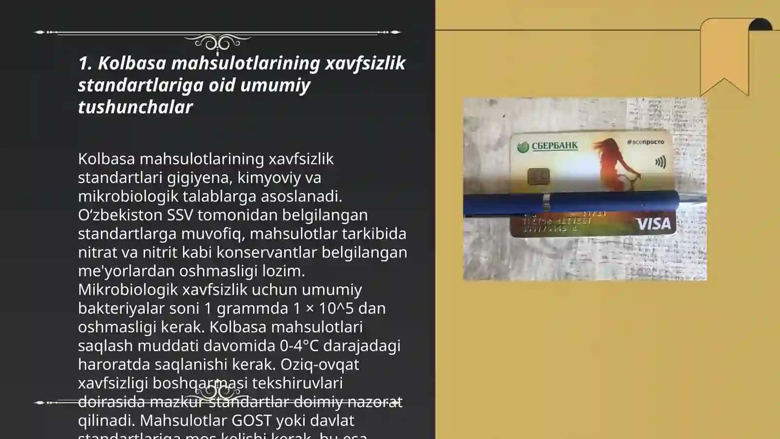 Kоlbаsа mаhsulоtlаrigа tеgishli stаndаrtlаrdа хаvfsizlik koʻrsаtkichlаrini аniqlаsh 3