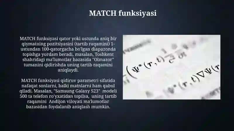 INDEX va MATCH funksiyalari 3