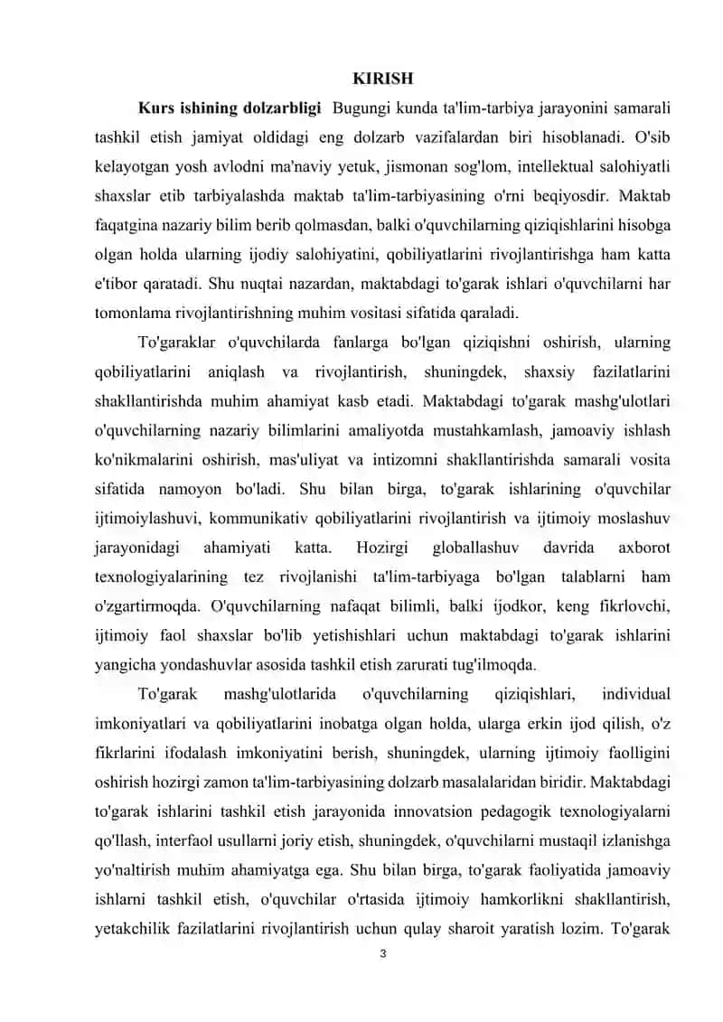 3-SINFDA TO'GARAK MASHG’ULOTLARINI TASHKIL ETISH TAJRIBASI 3