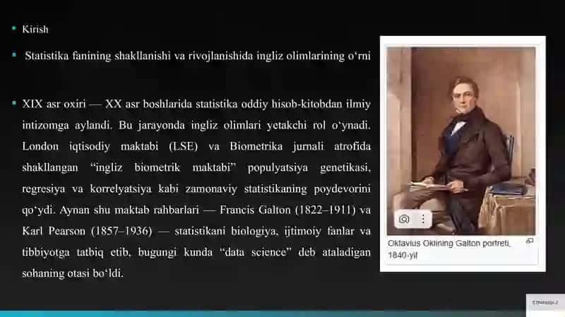 Karl Pearson va Francis Galton - Statistika faniga hissa qo‘shgan olimlar 3