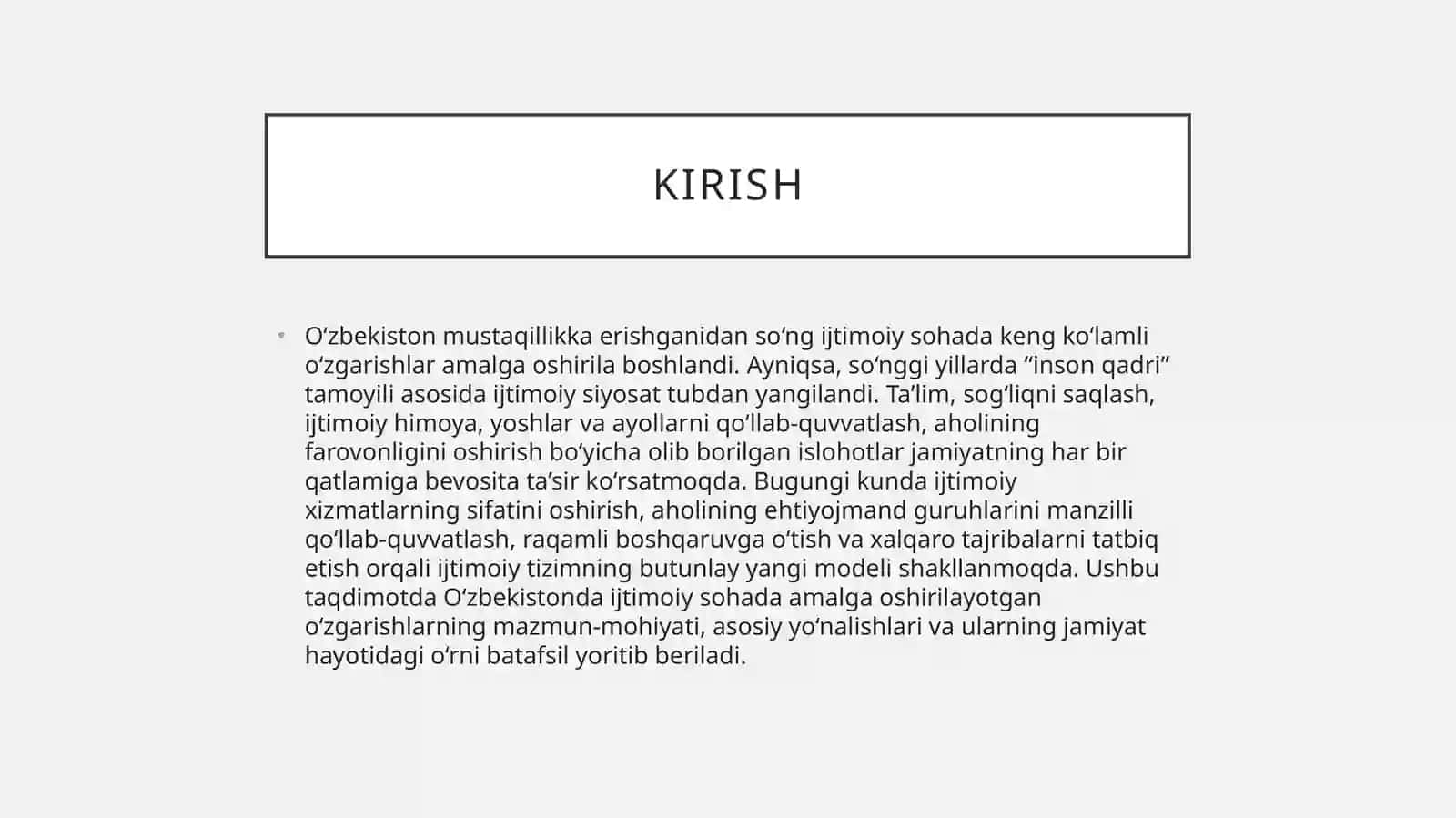 Oʻzbekistonda ijtimoiy sohada amalga oshirilayotgan oʻzgarishlar mazmun mohiyati 3