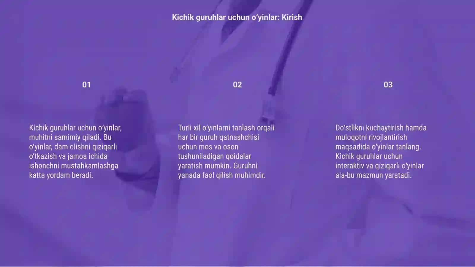Kichik guruhlar uchun oʻyinlar 3