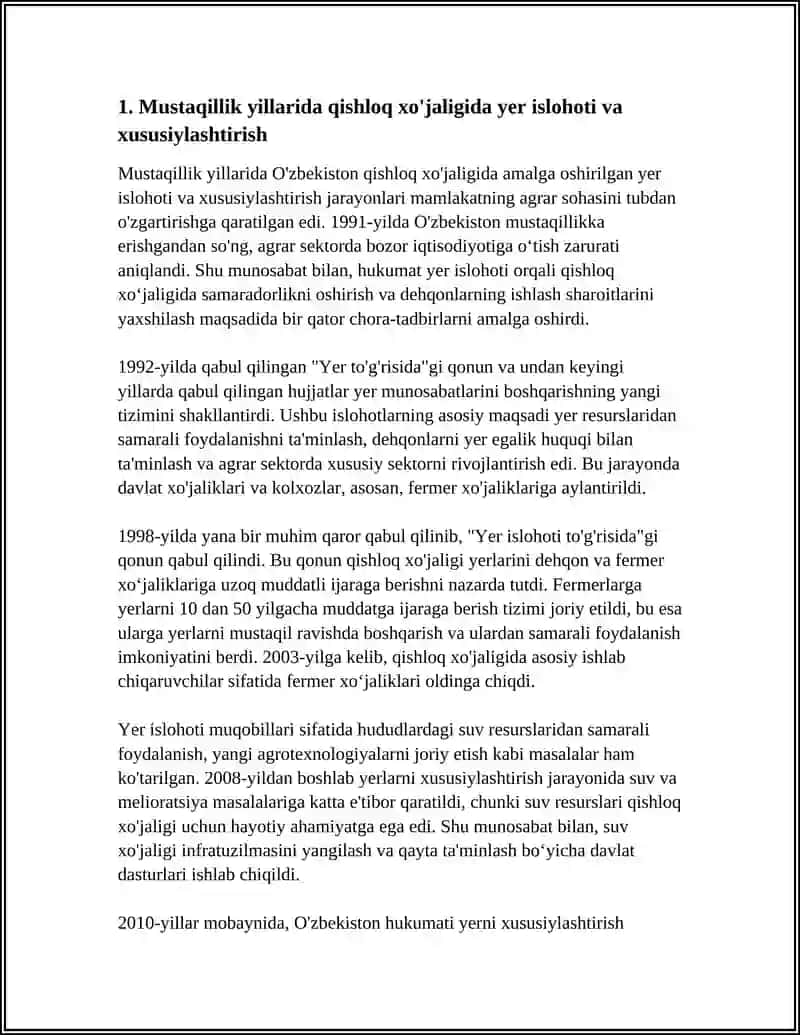 MUSTAQILLIK YILLARIDA QISHLOQ XO'JALIGI VA SANOAT SOHASIDAGI O'ZGARISHLAR 3