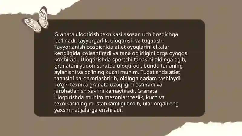 Granata va nayza uloqtirish texnikasi 3
