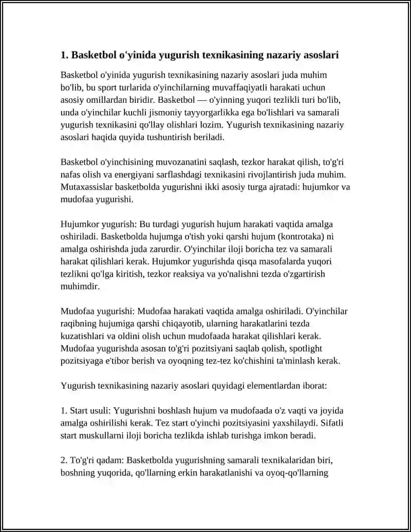 Basketbol O'yinida Harakatlanish Texnikasini Oʻrgatish 3