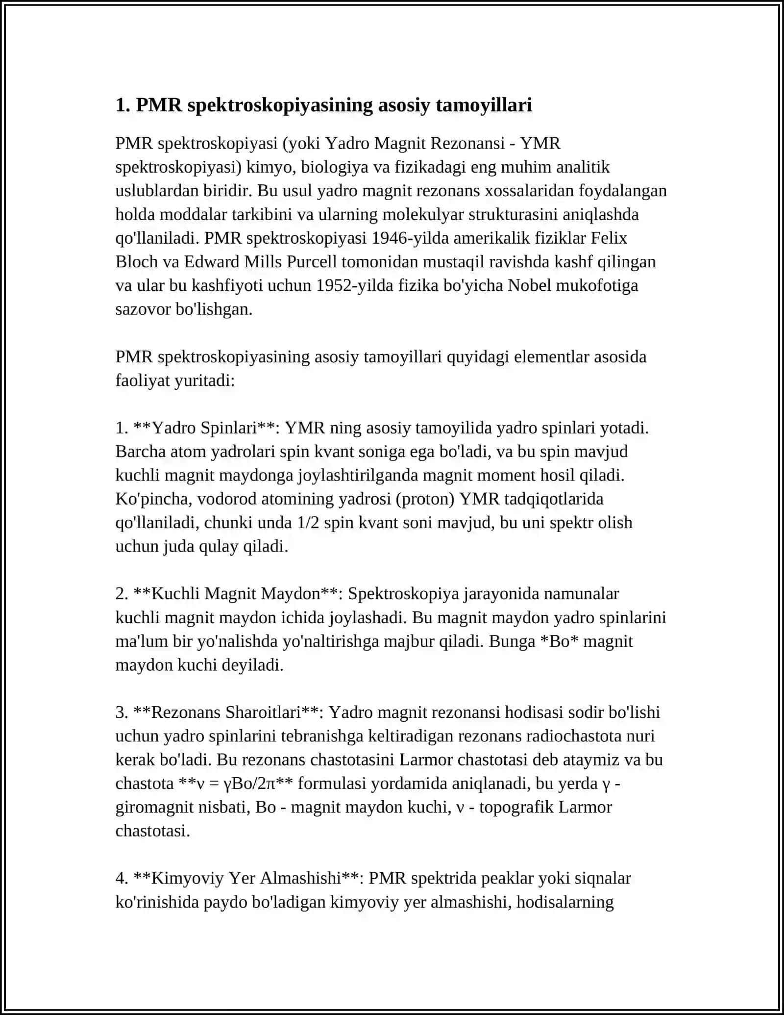 PMR SPEKTROSKOPIYASINI ORGANIKALIK KIMYODA QOʻLLASH 3